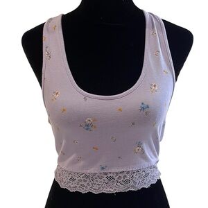 y2k forever21 purple floral lace tank top small